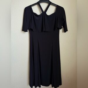Elegant Black Midi Dress with Stylish Straps
